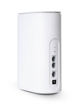 Beyaz arka plan üzerinde izole beyaz kablosuz internet yönlendirici