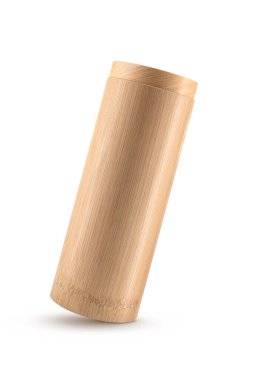 Bambu Çay Kavanozu, Bambu Kutusu, Çay Depolama Kutusu beyaz arkaplanda izole