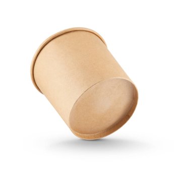 Beyaz arka planda izole edilmiş paket yiyecek için büyük kahverengi karton kutu. 