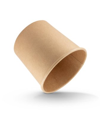 Beyaz arka planda izole edilmiş paket yiyecek için büyük kahverengi karton kutu. 