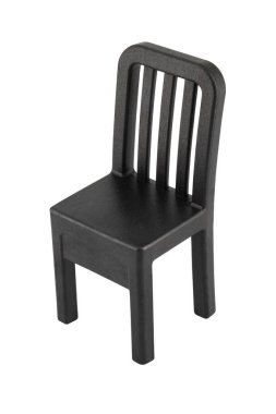 Beyaz arka planda izole edilmiş siyah tahta sandalye.