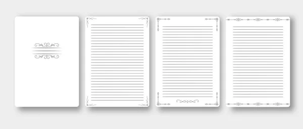 ノートブックの紙ページ 芸術的なデザインのきれいなノートパッド空白のテンプレート 現実的なノートブックシート 現実的なラインノートパッド ノート用のホワイトシート パッドポストメモ — ストックベクタ