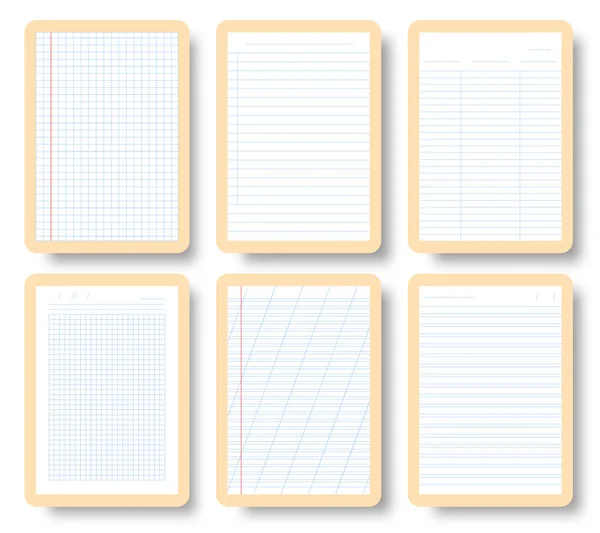 Cuaderno Blanco Cuadrícula Cuadrada Hoja Papel Forrado Conjunto Para Bloc — Vector de stock