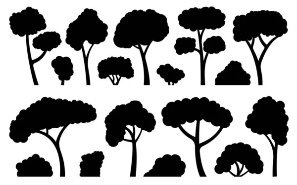 Tree Bush Set Forest Foliage Landscape Floral Outdoor Flat Element — Stock Vector