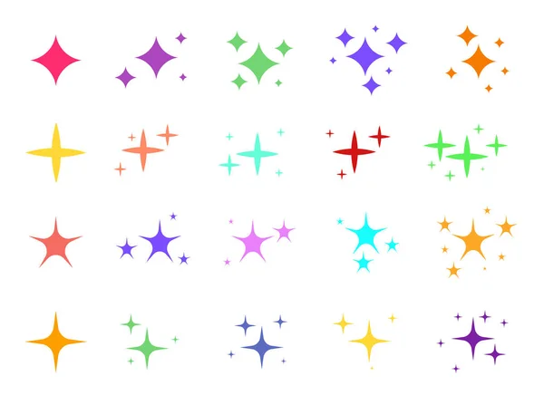 Conjunto Iconos Estrellas Chispas Diferentes Formas Fuegos Artificiales Brillantes Brillo Vectores de stock libres de derechos
