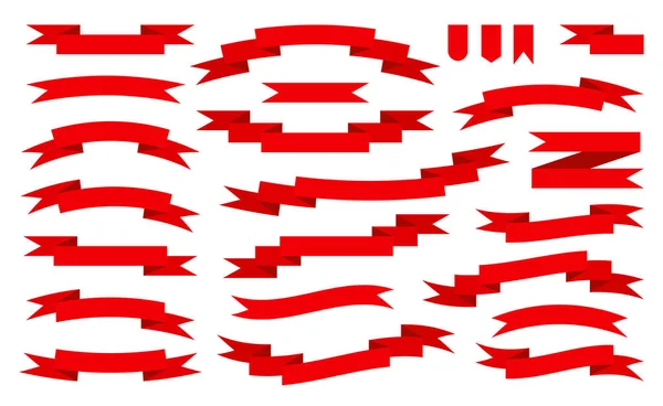 Κόκκινη Κορδέλα Επίπεδη Σετ Διαφημιστικό Banner Κενής Ταινίας Κείμενο Πώλησης — Διανυσματικό Αρχείο