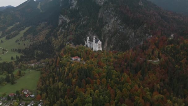 Volo Aereo Sul Castello Neuschwanstein Germania Baviera — Video Stock