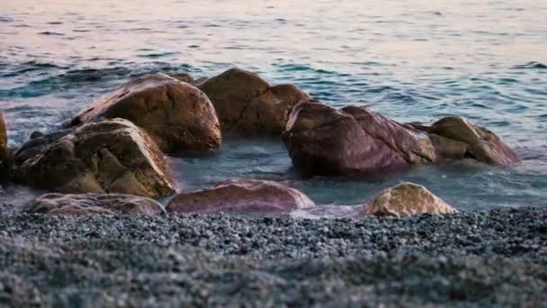 Las Piedras Yacen Mar Atardecer Acuarela Increíble Imágenes Alta Calidad — Vídeos de Stock