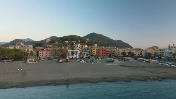 Sestri Levante Nin Hava Aracı Görüntüsü Sestri Levante Ligurian Riviera — Stok video