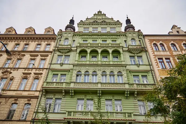 Green house in Prague, a bright representative of Czech architecture.
