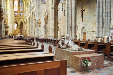 Sculpture of Bishop of Prague Saint Adalbertus in Saint Vitus Cathedral.
