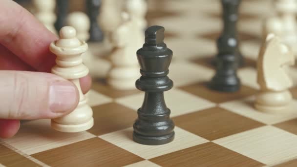 Queen Takes Place King Chess Slow Motion Uhd Video — Video