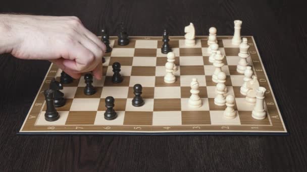Chess Game Time Lapse Board Hands Figures — Vídeos de Stock