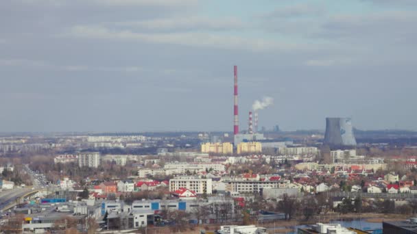 View Power Plant Nowa Huta District Krakow Poland — стоковое видео