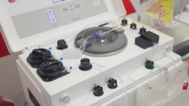 View of working Automated Cell Processor using for a safe, simple way to freeze, thaw, and wash red blood cells. 