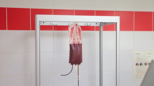 Червоні Кров Яні Клітини Крові Зберігаються Ємностях Полівінілхлориду — стокове відео