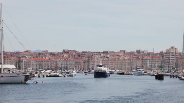 Entrada Famoso Puerto Marsella Vista Arquitectura Francesa — Vídeo de stock