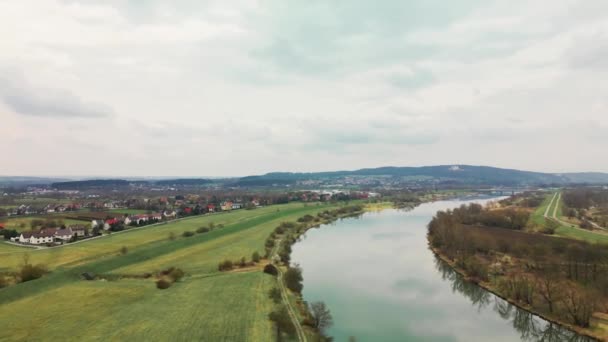 Снимок Воздуха Вислой Польша Недалеко Кракова — стоковое видео