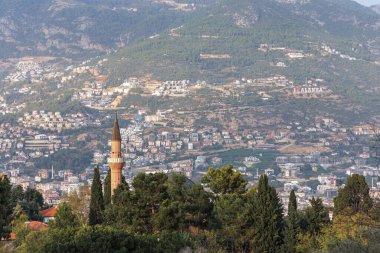 Alanya 'nın minareli görüntüsü, Türkiye.