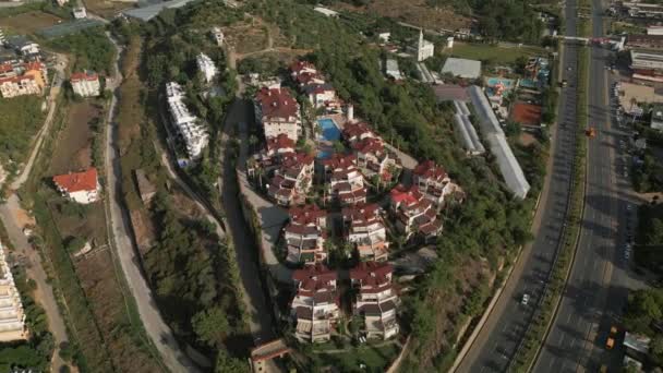 Complexo Residencial Com Casas Montanha Com Vista Para Mar Avsallar — Vídeo de Stock