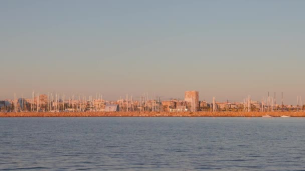 Puerto Deportivo Torrevieja Desde Agua Atardecer España — Vídeo de stock