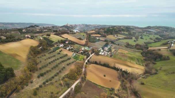 Italská Provincie Pole Pohled Moře Ptačí Perspektivy — Stock video