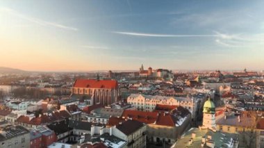 Krakow 'daki Wawel yolu üzerinde. Hava görüntüsü.