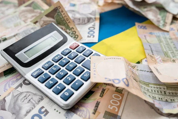 Ukraine National Flag Uah Hrn Gryvna Hryvnia Business Background Financial — стоковое фото