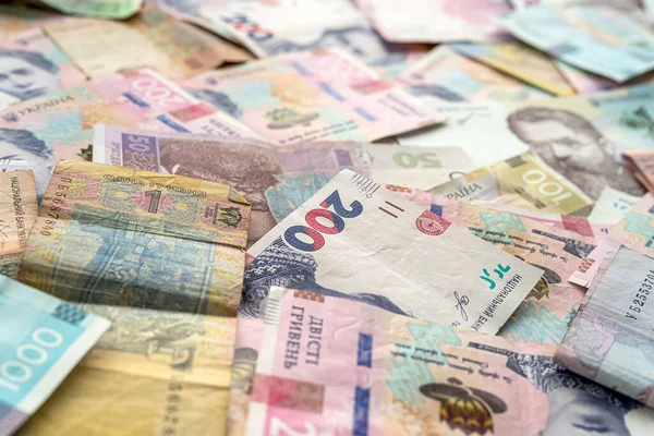 Verschiedene Ukrainische Papiergeld Hintergründe Finanzierungskonzept Retten — Stockfoto