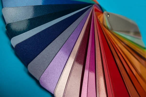 Muchas Paletas Colores Diferentes Sepmler Ventilador Arco Iris Extendió Sobre — Foto de Stock