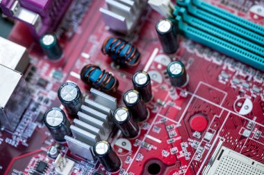 Teknoloji donanımı elektronik çip devresi kapanıyor. anakart