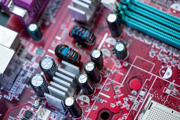 Tecnología Hardware Placa Circuito Chip Electrónico Cerca Placa Base — Foto de Stock