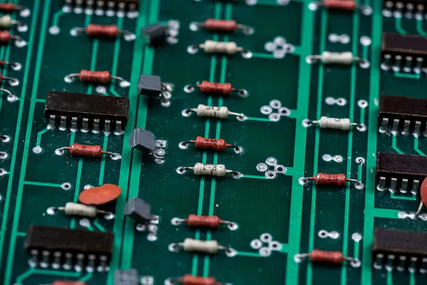 Gros Plan Matériel Informatique Électronique Vert Conception Circuits Matériel — Photo