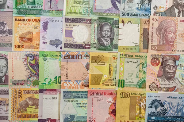 Banknotes Africa African Money Scattered Table Completely Covered Trade Economy — Foto de Stock