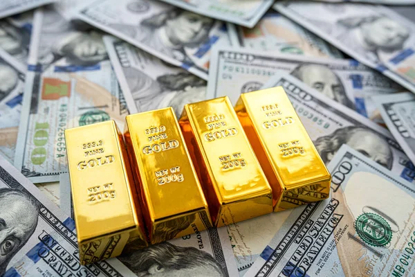 Estados Unidos Dólar Estadounidense Con Barras Oro Concepto Ahorro Financiero — Foto de Stock