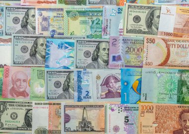 mix color american money. global money exchange business