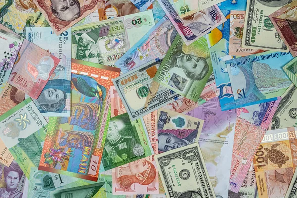 Different South Central North American Money Background Trade Economy Concept — Stockfoto