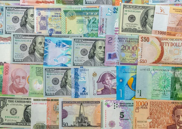 Смешать Цветные Американские Деньги Глобальный Валютный Бизнес — стоковое фото