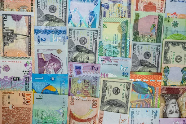 Different South Central North American Money Background Trade Economy Concept — Fotografia de Stock