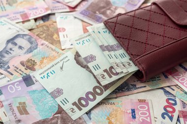 Cüzdanında 500 Hryvnia banknotu var. Ukrayna para birimi. UAH