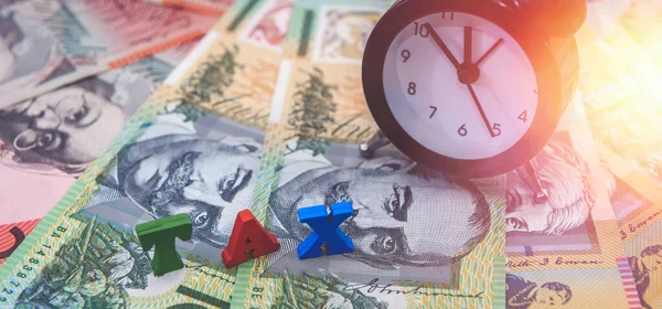 Текст Tax Сайті Банку Австралії Час Податку — стокове фото