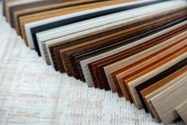 Choosing Samples Laminate Parquet House Decor Concept Furniture Manufacturing Royalty Free Stock Images