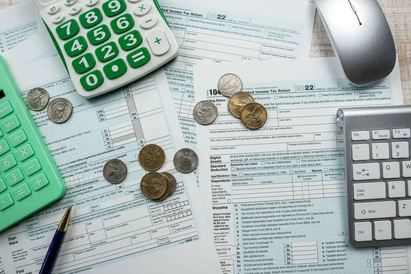 Paperwork Deadline Tax Form 1040 Keyboard Online Work Financial Concept — Fotografia de Stock