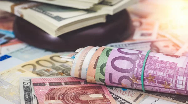 Багатство Багаті Фінансова Концепція Банерний Долар Євро Гроші Інвестиції — стокове фото