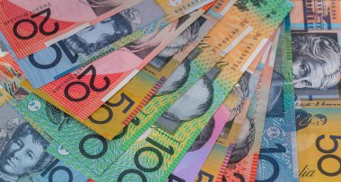 Avustralya doları (AUD) finans geçmişi olarak banknotlar. Para biriktirme kavramı