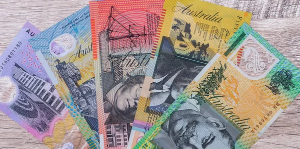 different australian dollars (AUD) banknotes. Money and finance, saving concept. Cash