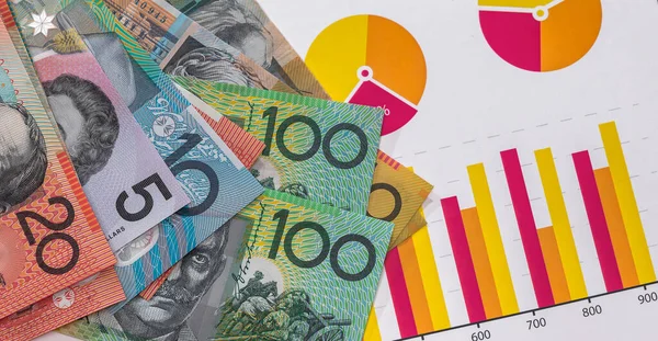 australian banknote  dollar bills on bank account book. finance concept