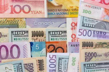 Amerikan bize Kanada Avustralya Doları, Euro, Japon yeni ve Çin Yuan banknot