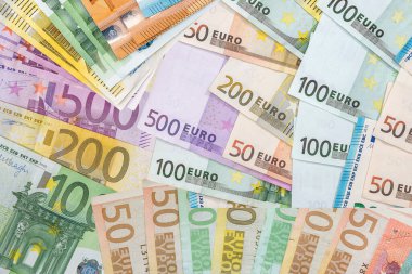 Avrupa banknotlarının çeşitli değerleri. Para kavramı