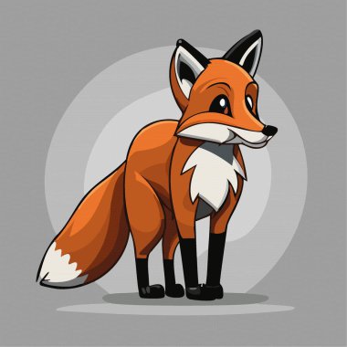 Şirin kırmızı kürklü tilki çizgi film, illüstrasyon vektörü 10 eps. 